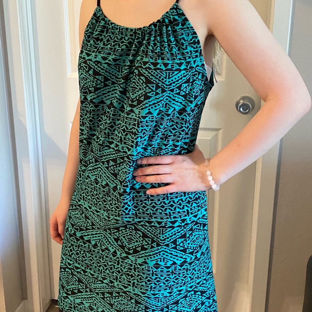 Colada Co. Green & Black Spaghetti Dress Medium